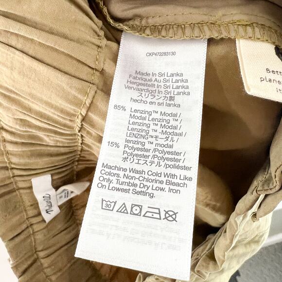 Madewell Paperbag Shorts XS Olive Green Seamed Pull-On in Softdrape Tawny Olive - Picture 8 of 9